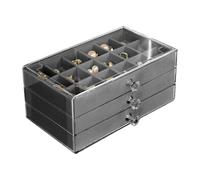 Vitrina de piedras preciosas, caja de colección de piedras acrílicas transparentes, caja de coleccionista con 54 compartimentos, 3 capas de roca para recuerdos, piedras, conchas, miniaturas