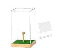 Vitrina de protección acrílica con base de madera y Tee, 8 x 7,5 x 12,5 cm, apto para una sola bola de recuerdo, colección Gollf, no incluida