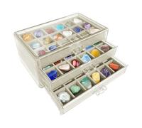 Vitrina De Recogida De Piedras Preciosas, Vitrina De Colección De Piedra Acrílica Transparente, Estantería Para Cristales, 54 Compartimentos, 3 Cajones, Organizador De Joyas, Para Gemas Minerales