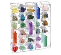 Vitrina de roca acrílica, vitrina ajustable con respaldo de espejo, caja de almacenamiento de piedras montada en la pared, vitrina transparente para coleccionables, fósiles, conchas, cristal mineral