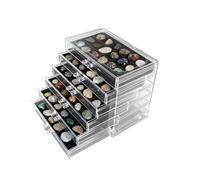 Vitrina de Roca, Vitrina de Piedras Preciosas Caja de Colección de Rocas Caja de Almacenamiento de Cristal Cajas de Almacenamiento de Joyas de Acrílico con Bandejas de Terciopelo (6 Niveles)