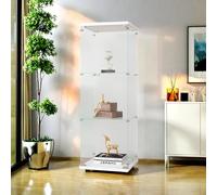 Vitrina de vidrio con particiones de tres capas 125x42.5x36cm, armario de colección de estilo moderno con cerradura de puerta para vino, libros, adecuado para sala de estar, oficina, muebles de cocina