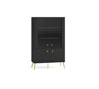 Vitrina De Vidrio Eljot Vitrina De Pie 92x40x149cm Negro Dorado