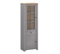 Vitrina De Vidrio Latour Vitrina De Pie 65x42x200cm Gris Roble Delano