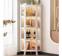 Vitrina esquinera - Moderna unidad de almacenamiento de vidrio para sala de estar y oficina en casa, estuche alto para trofeos con puertas para organizar la decoración y objetos de colección