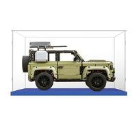 Vitrina Expositora 50x25x30 con Base Azul,Caja Exhibición Acrílico Transparente para Land Rover Defender 42110 Jazz Quartett 21334 y 42604 75356 10973 42077 41450 42112
