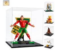 Vitrina Expositora Acrílica 3mm para Lego CR7 Ronaldo 43016 Messi 43015 | Caja Metacrilato Transparente para Colecciones Winnie Pooh 43300 Sombrero 76429 21357 10338 31152 Figuras, Negro 25x25x30cm
