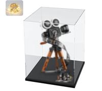 Vitrina Expositora Acrílica 3MM Transparente para Lego 21349 Gato Bicolor Naranja 21376 11384 Cachorro 43020 11373 75398 10323 21347 43230 76463 76467 10358 77072 con Led, Interior Negro 25x25x40cm