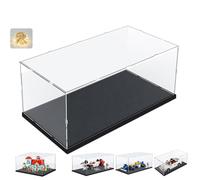 Vitrina Expositora Acrílica para Colecciones para Lego 43268 10330 76450 10353 42170 10295, Vitrina Metacrilato Cajas Transparente Expositor con Base de Madera-Plástico &Luz, Interior Negra 40x20x20cm