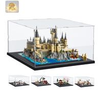 Vitrina Expositora Acrílica para Colecciones para Lego 76419 Castillo y Terrenos de Hogwarts para 75402 10315, Vitrina Metacrilato Cajas Transparente Expositor con Luz, Interior Negra 40x30x25cm
