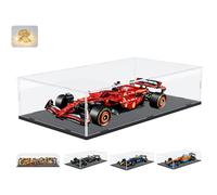 Vitrina Expositora Acrílica para Lego 42207 Ferrari SF-24 F1 Car 42206 42171 10292 Friends, Expositor Cajas Transparente Grande Vitrina con Base de Madera-Plástico & Luz, Interior Negro 65x35x15cm