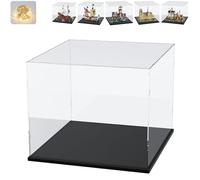 Vitrina Expositora Acrílica para Lego 75639 Going Merry Barco Pirata 31387 | 3mm Caja Expositora Transparente para 75646 Garp 21063 21061 Notre Dame 76294 X-Men 10326 Colecciones & LED Negro 50x30x40cm