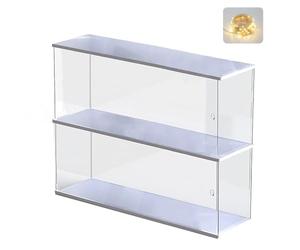 Vitrina Expositora Acrílico para Funko Pop Colecciones Figura Acción 11.5cm | Caja Metacrilato Transparente Estante Expositor para Lego Minifigura Popmart para One Piece con Puerta Blanco 39.5x9.6x27.5cm