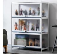 Vitrina expositora blanca independiente, armario de cocina, armario de almacenamiento, vitrina transparente para figuras, colección Pop Action, 3 capas, 80 cm/32