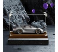 Vitrina Expositora Caja Acrílica Ancha Prueba Polvo Base Madera, Contenedores Almacenamiento Transparentes Personalizables Figuras Acción, Cajas Mostrador Gran Espacio(40x30xH25cm/16x12x10in)