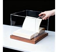 Vitrina Expositora Caja Acrílico Larga Prueba Polvo Libros, Vitrina Transparente Personalizable Base Madera, Vitrinas Escritorio para Objetos Coleccionables a Prueba de Agua(30x25xH20cm/12x10x8in)