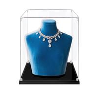 Vitrina Expositora Caja de Exhibición a Prueba de Polvo para Collares de Joyas, Estuche de Almacenamiento de Acrílico de Alta Transparencia, Vitrina de Mostrador para Tocador(15x15x25cm(6"x6"x10"))
