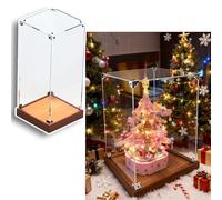Vitrina Expositora Caja de Exhibición Acrílica para Regalos de Navidad, Vitrina de Almacenamiento de Alta Transparencia con Base de Madera, Estuche Organizador(25x25x25cm(10"x10"x10"))