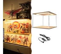 Vitrina Expositora Caja Exhibición Plástico Apilable 35, 40, 45 y 50 cm Largo, Cajas Exhibición Cúbicas Pasatiempos Luz LED Puerta, Contenedores Organizadores Coleccionables(20x15xH15cm/8x6x6in)