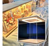 Vitrina Expositora Cajas de Almacenamiento para Maquetas con Iluminación, de 10, 15, 20, 25, 30, 35, 40 y 50 cm de Largo, Cajas de Plástico para Escritorio(35x20xH15cm/14x8x6in)