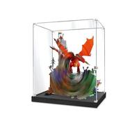 Vitrina expositora compatible con LEGO 21348 Dungeons & Dragons: La historia del dragón rojo - Tecca antipolvo para el modelo coleccionable del Titanic (solo vitrina de vidrio) (2 mm)