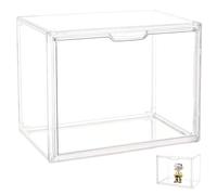 Vitrina expositora de acrílico, 36 x 22 x 27 cm, vitrina transparente, cajas de plástico apilables transparentes con cubierta antipolvo magnética para casa de muñecas/kit de casa en miniatura DIY