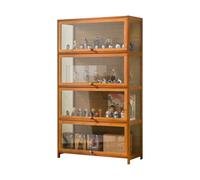 Vitrina expositora de bambú con Puertas Transparentes, vitrinapara Colecciones de Varios Niveles con diseño de Puerta abatible, Elegante solución de Almacenamiento para Figuras Brown 23.6×12.6×55.1in