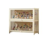 Vitrina expositora de bambú con Puertas Transparentes, vitrinapara Colecciones de Varios Niveles con diseño de Puerta abatible, Elegante solución de Almacenamiento para Figuras White 27.6×12.6×28.7in