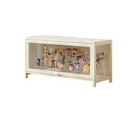 Vitrina expositora de bambú con Puertas Transparentes, vitrinapara Colecciones de Varios Niveles con diseño de Puerta abatible, Elegante solución de Almacenamiento para Figuras White 31.5×12.6×15.7in