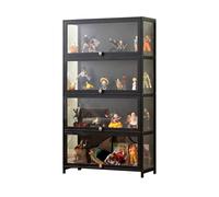 Vitrina expositora de bambú con Puertas Transparentes, vitrinapara Colecciones de Varios Niveles con diseño de Puerta abatible, Elegante solución de Almacenamiento para Figuras Black 23.6×12.6×55.1in