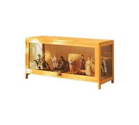 Vitrina expositora de bambú con Puertas Transparentes, vitrinapara Colecciones de Varios Niveles con diseño de Puerta abatible, Elegante solución de Almacenamiento para Figuras Wood 31.5×12.6×15.7in