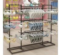 Vitrina Expositora de Lencería Comercial, Coat Rack Metálico de Altura Ajustable, Ropa Resistente de Varios Niveles para Tiendas Minoristas y Boutiques(Black)