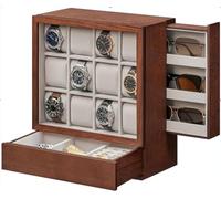 Vitrina Expositora de Madera Lux de 12 Relojes + 3 Gafas + Joyería