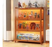 Vitrina Expositora para Colecciones con Luces Led Vitrinas de Metacrilato con Puertas de Cajón con Cerradura a Prueba de Polvo y Humedad para Colecciones Figuras de Decoración(Orange,50x32.4x106cm)