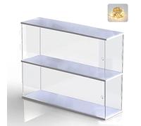 Vitrina Expositora para Colecciones de 2 Nivel, Vitrina Acrílico Transparente para Figuras Funko Pop Expositor, Cajas de Metacrilato Organizador para Lego Miniaturas (Blanco, 39.5x9.6x27.5cm)