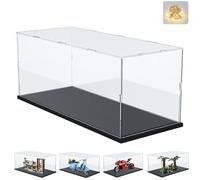 Vitrina Expositora para Colecciones para Lego 10298 10315 42179 75353 31153, Expositor Cajas de Metacrilato Transparente Espesado Acrílica con Base de Madera-Plástico &Luz, Interior Negro 40x20x25cm