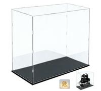 Vitrina Expositora para Colecciones para Lego 10365 Barco Pirata Capitán Jack Sparrow, Cajas de Metacrilato Transparente Grande Vitrina Acrílica con Base de Madera-Plástico, Interior Negro 70x30x70cm