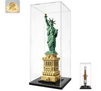 Vitrina Expositora para Colecciones para Lego 21042 Estatua Libertad 42221 NASA Artemis, Expositor Cajas de Metacrilato Transparente Espesado Vitrina Acrílica 3MM con LED, Interior Negro 20x20x50cm
