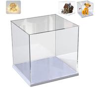 Vitrina Expositora para Colecciones para Lego 21341 43247 Fútbol Baloncesto, Expositor Cajas de Metacrilato Transparente Vitrina Acrílica con Base de Madera-Plástico &Luz, Interior Blanco 30x30x30cm