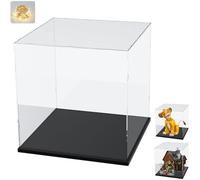 Vitrina Expositora para Colecciones para Lego 21341 43247 Fútbol Baloncesto, Expositor Cajas de Metacrilato Transparente Vitrina Acrílica con Base de Madera-Plástico & Luz, Interior Negro 30x30x30cm