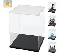 Vitrina Expositora para Colecciones para Lego 21349 71834 76453 43244, Expositor Cajas de Metacrilato Transparente Espesado Vitrina Acrílica con Base de Madera-Plástico &Luz, Interior Negro 30x30x40cm