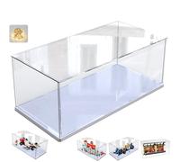 Vitrina Expositora para Colecciones para Lego 43268 10330 76450 10353 42170 10295, Vitrina Metacrilato Acrílica Cajas Transparente Espesado con Led Base de Madera-Plástico, Interior Blanca 40x20x20cm