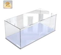 Vitrina Expositora para Colecciones para Lego 60444 60445 42154, Expositor Cajas de Metacrilato Transparente Espesado Vitrina Acrílica con Base de Madera-Plástico & Luz, Interior Blanco 50x20x20cm