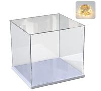 Vitrina Expositora para Colecciones para Lego 75328 Helmet 10309 21265, Expositor Cajas de Metacrilato Transparente Espesado Vitrina Acrílica con Base de Madera-Plástico, Interior Blanco 20x20x20cm