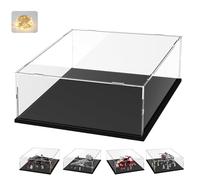 Vitrina Expositora para Colecciones para Lego 75394 75389 75354 75337, Expositor Cajas de Metacrilato Transparente Grande Vitrina Acrílica con Base de Madera-Plástico & Luz, Interior Negro 50x40x20cm