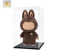 Vitrina Expositora para Colecciones para Zimomo Labubu Pop Mart I Found You Angel in Clouds Muñeco Peluche, Cajas Acrílica Transparente Grande Espesado con Base de Madera, Interior Negro 35x30x60cm