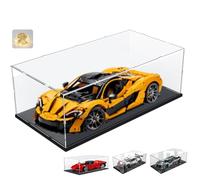 Vitrina Expositora para Lego 42172 McLaren P1 42143 Ferrari SP3 42156 42096 42115 42083 1:8 Coche Coleccione, Expositor Cajas Transparente Grande Vitrina Acrílica 3MM con Luz,Interior Negro 60x30x20cm