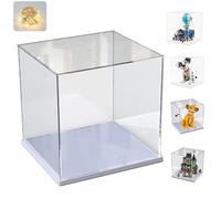 Vitrina Expositora para Lego 43269 Cachorro de 101 Dálmatas para 43247 31167 77073 60316. Expositor Cajas de Metacrilato Transparente con Base de Madera-Plástico & Luz, Interior Blanco 30x30x30cm
