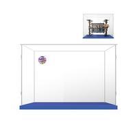Vitrina Expositora para Lego Stranger Things,50x25x40 Cajas Acrilico Transparentes para Mundo del Revés 75810 (Base Azul)