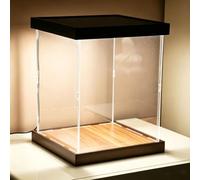 Vitrina Expositora Vitrina de Acrílico Transparente con Iluminación (alternativa Al Vidrio), Expositor Rectangular Extragrande Tipo Cubo(Wood,30x30x40cm(12x12x16in))